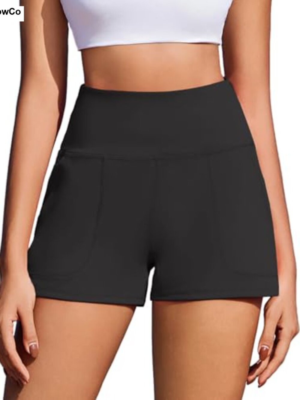 High Waisted Wide Leg Yoga Shorts with Pockets